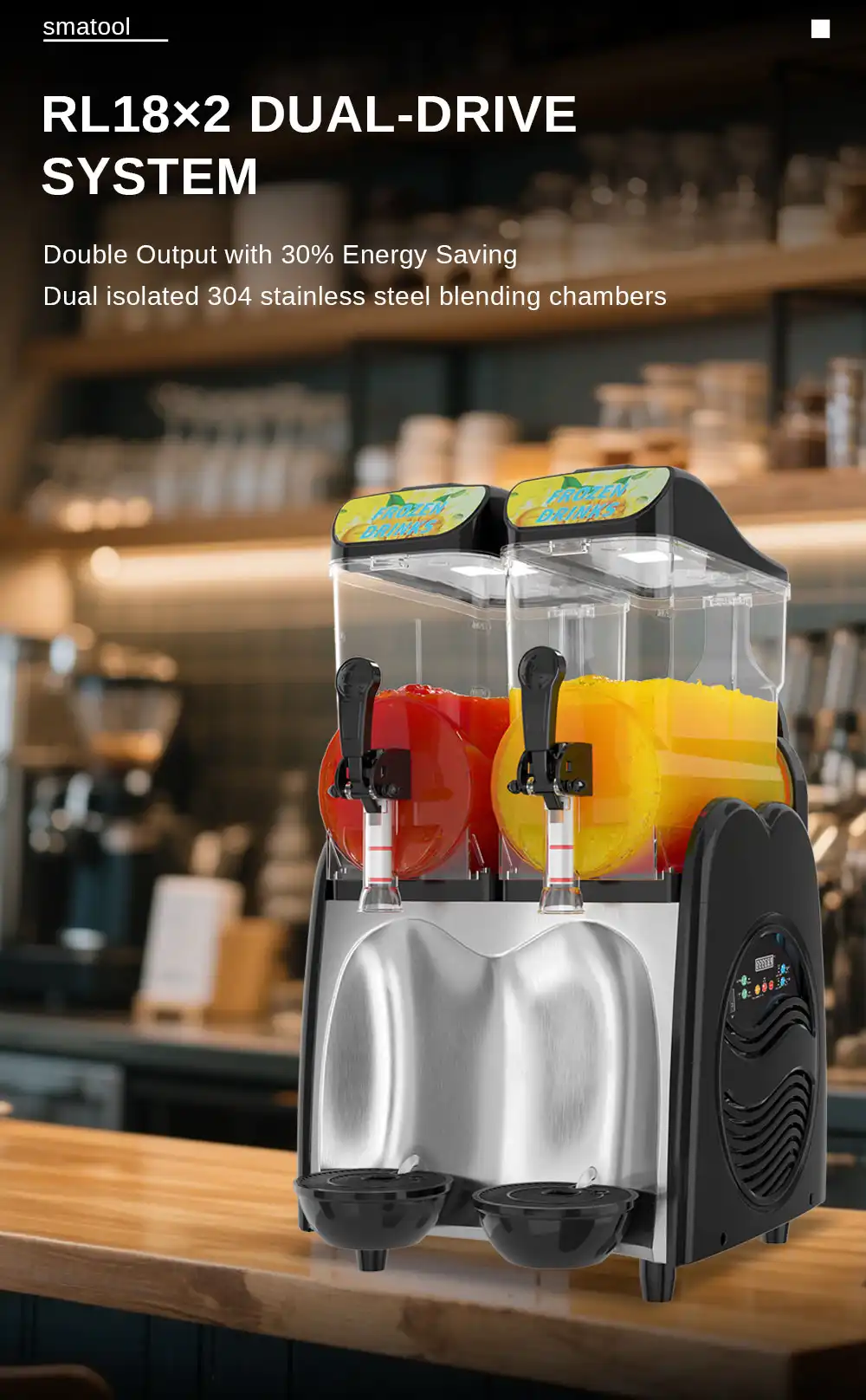 Smartool - Best Commercial Slushy Machine - Expert 110V 860W Dual-Tank Apple-Shaped Frozen Drink Maker