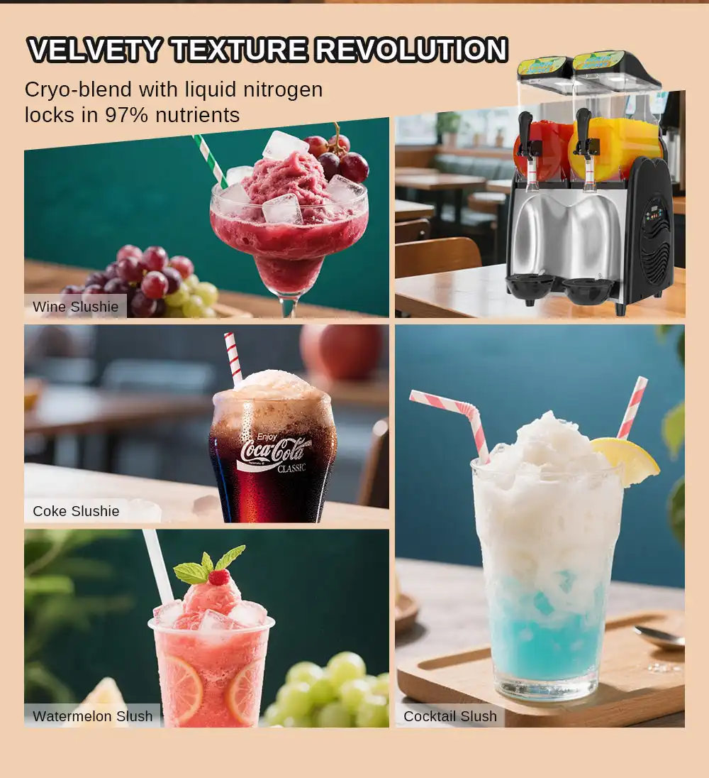 Smartool - Best Commercial Slushy Machine - Expert 110V 860W Dual-Tank Apple-Shaped Frozen Drink Maker