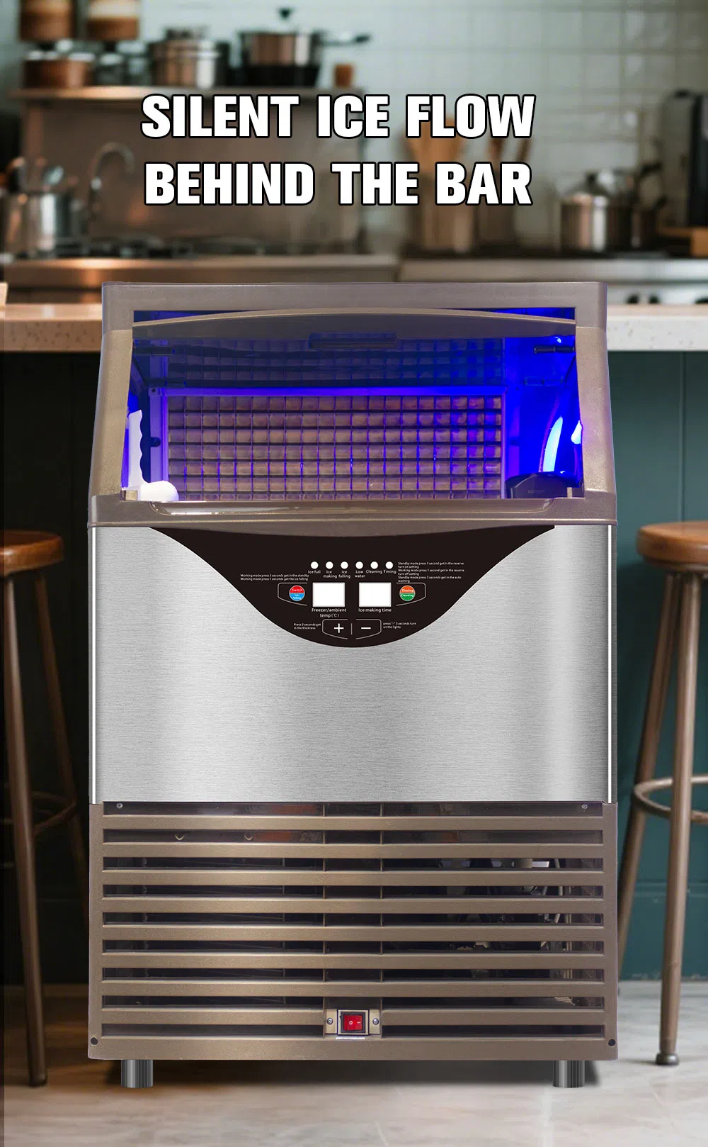 Smartool - Smartool SD300 300lbs/24H 820W Stainless Desktop Ice Maker, with Protections & Detachable Parts