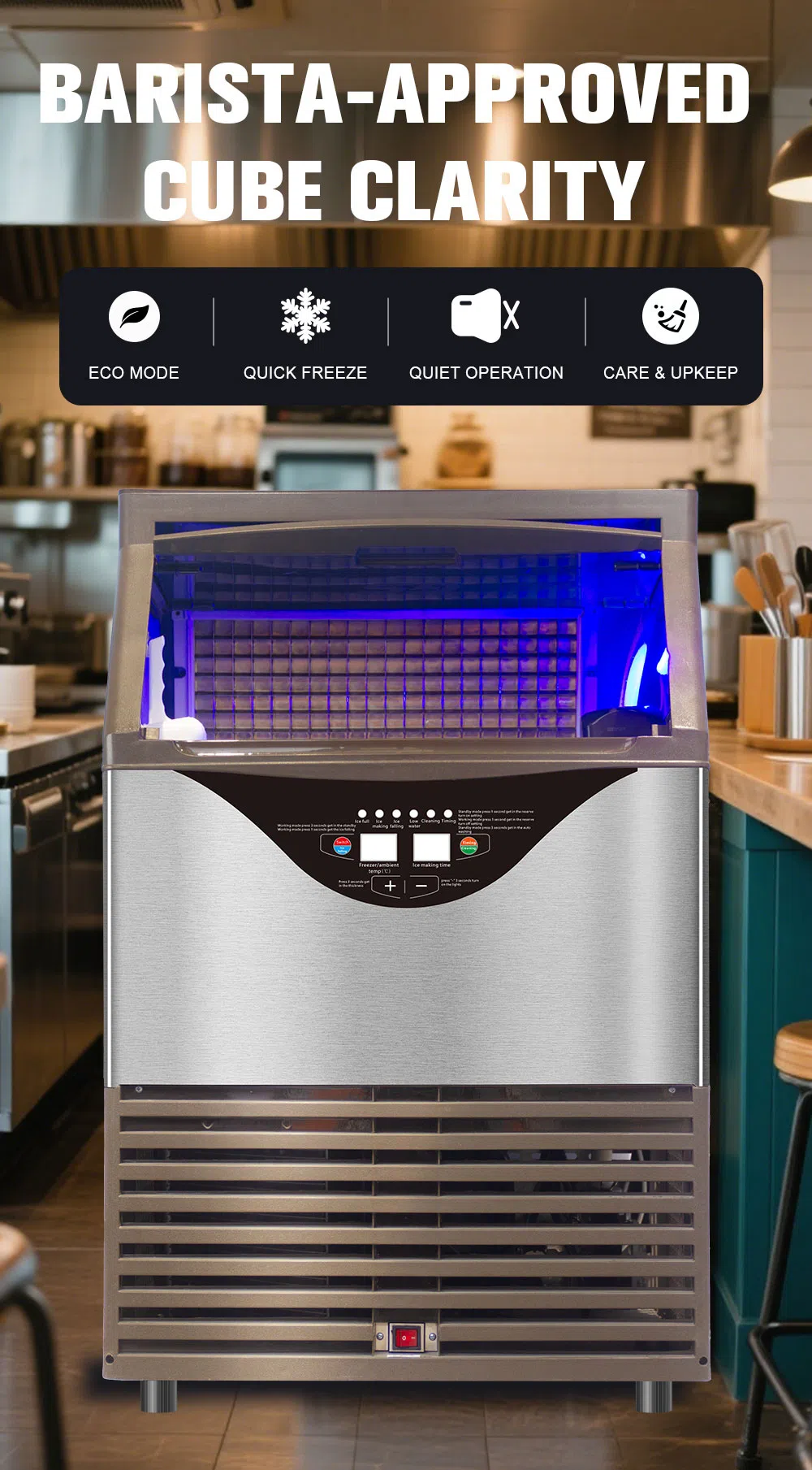 Smartool - Smartool SD300 300lbs/24H 820W Stainless Desktop Ice Maker, with Protections & Detachable Parts