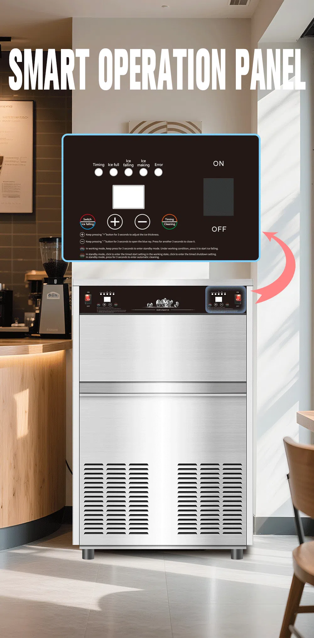 Smartool - Smartool SUH200 AC110V/60Hz 90kg/24h Bullet - Ice Making One - piece Floor - standing Ice Maker for North America