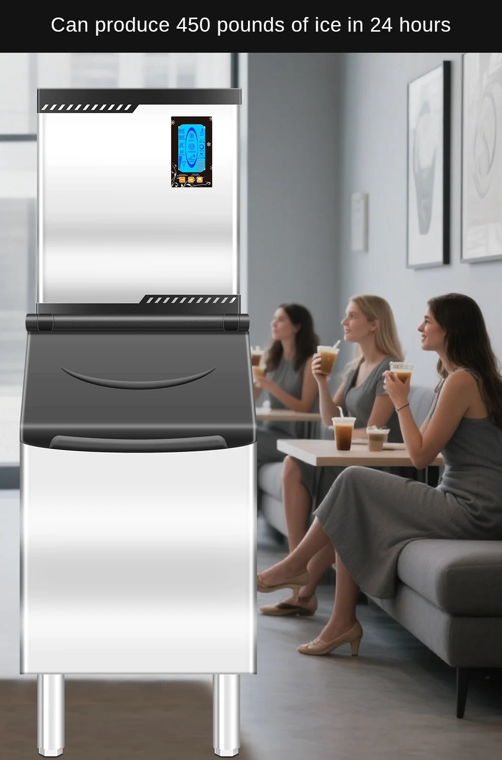 Smartool - Best Commercial Ice Maker: Smartool SF450 450lbs/24H Professional-Grade Vertical Ice Machine with 1100W Energy Efficiency & NSF Certification