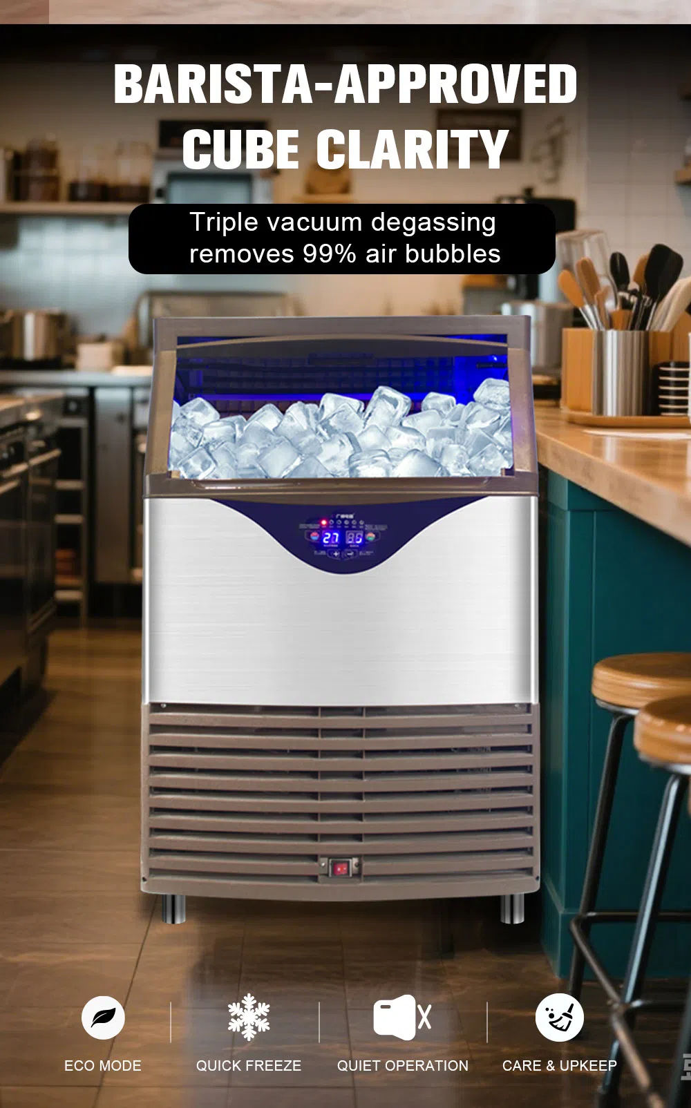 Smartool - Smartool SD200 200lbs/24H 565W Stainless Desktop Ice Maker, with Protections & Detachable Parts